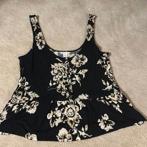 Aeropostale Black Floral Tank Top